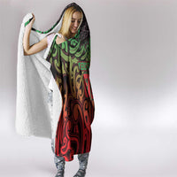 Custom Aotearoa Tuhoe Hooded Blanket Maori Tribal Pattern Mix Poutama