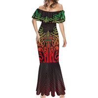 Custom Aotearoa Tuhoe Mermaid Dress Maori Tribal Pattern Mix Poutama