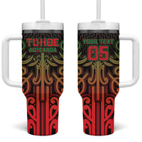 Custom Aotearoa Tuhoe Tumbler With Handle Maori Tribal Pattern Mix Poutama