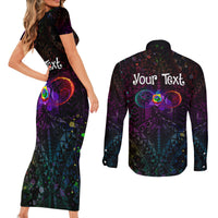 I See Your True Colors Personalised Couples Matching Short Sleeve Bodycon Dress and Long Sleeve Button Shirt Autism Awareness LT05 - Polynesian Pride