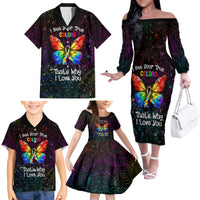 I See Your True Colors Personalised Family Matching Off The Shoulder Long Sleeve Dress and Hawaiian Shirt Autism Awareness LT05 - Polynesian Pride