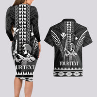 Personalised Hawaii Happy King Kamehameha Day Couples Matching Long Sleeve Bodycon Dress and Hawaiian Shirt Kakau Pattern LT05 - Polynesian Pride