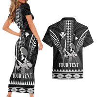 Personalised Hawaii Happy King Kamehameha Day Couples Matching Short Sleeve Bodycon Dress and Hawaiian Shirt Kakau Pattern LT05 - Polynesian Pride