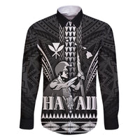 Personalised Hawaii Happy King Kamehameha Day Family Matching Short Sleeve Bodycon Dress and Hawaiian Shirt Kakau Pattern LT05 Dad's Shirt - Long Sleeve Black - Polynesian Pride