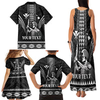 Personalised Hawaii Happy King Kamehameha Day Family Matching Tank Maxi Dress and Hawaiian Shirt Kakau Pattern LT05 - Polynesian Pride