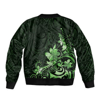 Matariki New Zealand Bomber Jacket Maori Pattern Green Galaxy