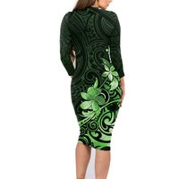 Matariki New Zealand Family Matching Long Sleeve Bodycon Dress and Hawaiian Shirt Maori Pattern Green Galaxy LT05 - Polynesian Pride