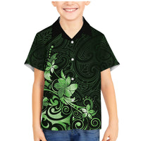 Matariki New Zealand Family Matching Mermaid Dress and Hawaiian Shirt Maori Pattern Green Galaxy LT05 Son's Shirt Green - Polynesian Pride