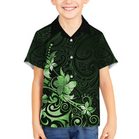 Matariki New Zealand Family Matching Off Shoulder Maxi Dress and Hawaiian Shirt Maori Pattern Green Galaxy LT05 Son's Shirt Green - Polynesian Pride