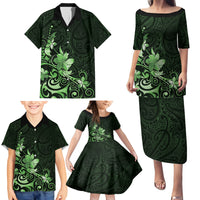 Matariki New Zealand Family Matching Puletasi and Hawaiian Shirt Maori Pattern Green Galaxy LT05 - Polynesian Pride