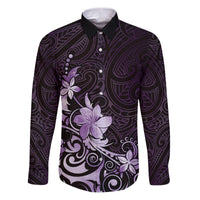 Matariki New Zealand Family Matching Puletasi and Hawaiian Shirt Maori Pattern Purple Galaxy LT05 Dad's Shirt - Long Sleeve Purple - Polynesian Pride
