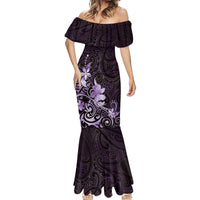 Matariki New Zealand Mermaid Dress Maori Pattern Purple Galaxy