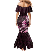 Matariki New Zealand Family Matching Mermaid Dress and Hawaiian Shirt Maori Pattern Pink Galaxy LT05 - Polynesian Pride
