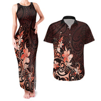 Matariki New Zealand Couples Matching Tank Maxi Dress and Hawaiian Shirt Maori Pattern Red Galaxy LT05 Red - Polynesian Pride