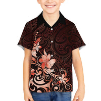Matariki New Zealand Family Matching Long Sleeve Bodycon Dress and Hawaiian Shirt Maori Pattern Red Galaxy LT05 Son's Shirt Red - Polynesian Pride