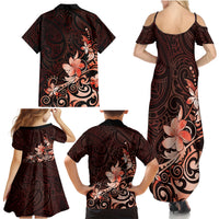Matariki New Zealand Family Matching Summer Maxi Dress and Hawaiian Shirt Maori Pattern Red Galaxy LT05 - Polynesian Pride