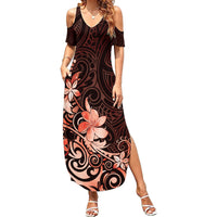 Matariki New Zealand Family Matching Summer Maxi Dress and Hawaiian Shirt Maori Pattern Red Galaxy LT05 Mom's Dress Red - Polynesian Pride
