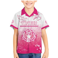 Personalized Sakura Marianas Family Matching Mermaid Dress and Hawaiian Shirt CNMI Seal LT05 Son's Shirt Pink - Polynesian Pride