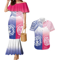 Custom Northern Mariana Islands And Japan Together Couples Matching Mermaid Dress and Hawaiian Shirt LT05 White - Polynesian Pride