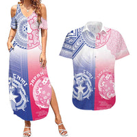 Custom Northern Mariana Islands And Japan Together Couples Matching Summer Maxi Dress and Hawaiian Shirt LT05 White - Polynesian Pride