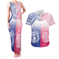 Custom Northern Mariana Islands And Japan Together Couples Matching Tank Maxi Dress and Hawaiian Shirt LT05 White - Polynesian Pride