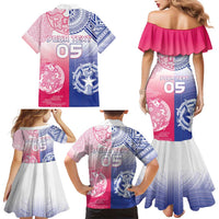 Custom Northern Mariana Islands And Japan Together Family Matching Mermaid Dress and Hawaiian Shirt LT05 - Polynesian Pride