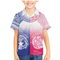 Custom Northern Mariana Islands And Japan Together Family Matching Mermaid Dress and Hawaiian Shirt LT05 Son's Shirt White - Polynesian Pride