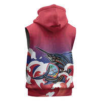 Guam Blue Marlin Fishing Sleeveless Hoodie Polynesian Style