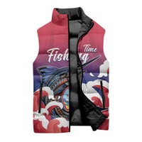Guam Blue Marlin Fishing Sleeveless Puffer Jacket Polynesian Style LT05 - Polynesian Pride