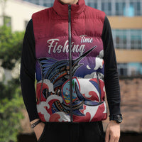 Guam Blue Marlin Fishing Sleeveless Puffer Jacket Polynesian Style LT05 - Polynesian Pride