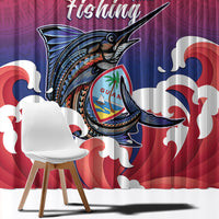 Guam Blue Marlin Fishing Window Curtain Polynesian Style