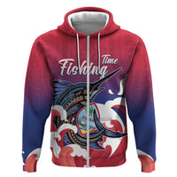 Guam Blue Marlin Fishing Zip Hoodie Polynesian Style
