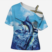 Hawaii Blue Marlin Fishing Cross Shoulder Shirt
