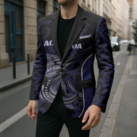 Personalised New Zealand Aotearoa Blazer Blue Marlin Fishing Maori Pattern