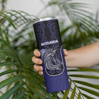 Personalised New Zealand Aotearoa Skinny Tumbler Blue Marlin Fishing Maori Pattern LT05 - Polynesian Pride
