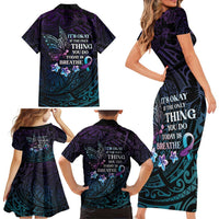 Polynesia Suicide Prevention Awareness Family Matching Short Sleeve Bodycon Dress and Hawaiian Shirt Keep Going The World Needs You LT05 - Polynesian Pride