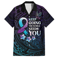 Polynesia Suicide Prevention Awareness Family Matching Short Sleeve Bodycon Dress and Hawaiian Shirt Keep Going The World Needs You LT05 Dad's Shirt - Short Sleeve Purple - Polynesian Pride