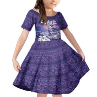 Aloha Hawaii Kauai Island Family Matching Mermaid Dress and Hawaiian Shirt Hula Till You Drop LT05 Daughter's Dress Purple - Polynesian Pride