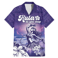Aloha Hawaii Kauai Island Family Matching Mermaid Dress and Hawaiian Shirt Hula Till You Drop LT05 Dad's Shirt - Short Sleeve Purple - Polynesian Pride