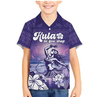 Aloha Hawaii Kauai Island Family Matching Mermaid Dress and Hawaiian Shirt Hula Till You Drop LT05 Son's Shirt Purple - Polynesian Pride
