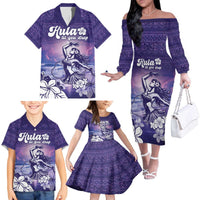 Aloha Hawaii Kauai Island Family Matching Off The Shoulder Long Sleeve Dress and Hawaiian Shirt Hula Till You Drop LT05 - Polynesian Pride