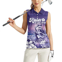 Aloha Hawaii Kauai Island Women Sleeveless Polo Shirt Hula Till You Drop LT05 - Polynesian Pride