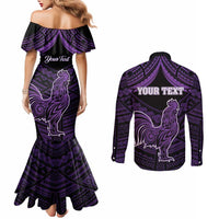 Personalised Hawaii Kauai Island Couples Matching Mermaid Dress and Long Sleeve Button Shirt Rooster Tribal Tattoo Simple Style LT05 - Polynesian Pride