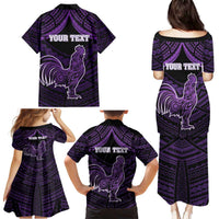 Personalised Hawaii Kauai Island Family Matching Puletasi and Hawaiian Shirt Rooster Tribal Tattoo Simple Style LT05 - Polynesian Pride