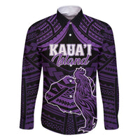 Personalised Hawaii Kauai Island Family Matching Summer Maxi Dress and Hawaiian Shirt Rooster Tribal Tattoo Simple Style LT05 Dad's Shirt - Long Sleeve Purple - Polynesian Pride