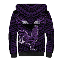 Personalised Hawaii Kauai Island Sherpa Hoodie Rooster Tribal Tattoo Simple Style LT05 - Polynesian Pride