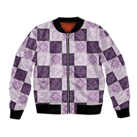 Lavender Manta Ray Hawaiian Quilt Motif Bomber Jacket LT05 Unisex Purple - Polynesian Pride