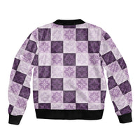 Lavender Manta Ray Hawaiian Quilt Motif Bomber Jacket LT05 - Polynesian Pride