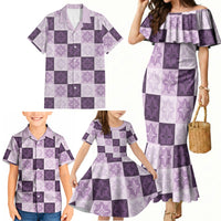 Lavender Manta Ray Hawaiian Quilt Motif Family Matching Mermaid Dress and Hawaiian Shirt LT05 - Polynesian Pride