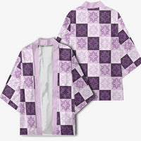 Lavender Manta Ray Hawaiian Quilt Motif Kimono LT05 - Polynesian Pride